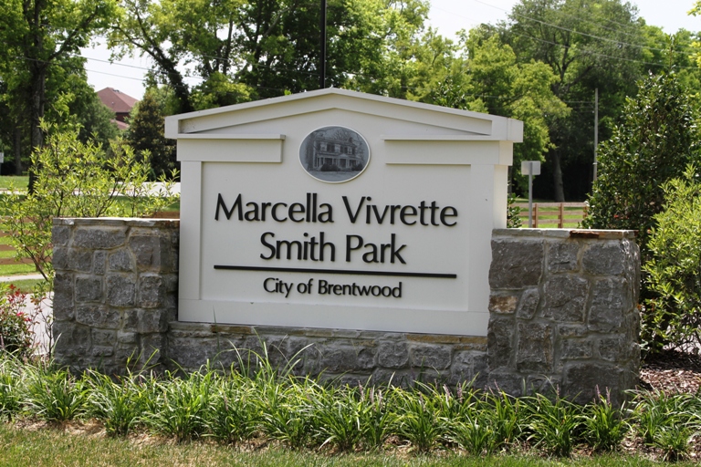 Marcella Vivrette Smith Park in Brentwood, TN, featuring the historic Ravenswood Mansion