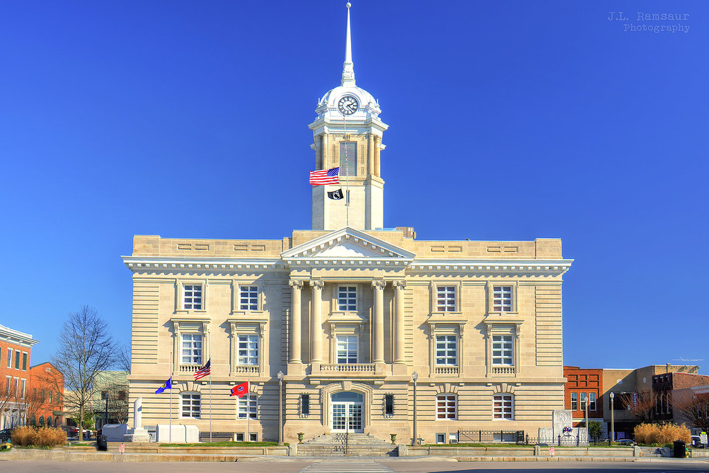 Maury County Courthouse Square in Columbia, TN, a historic downtown landmark