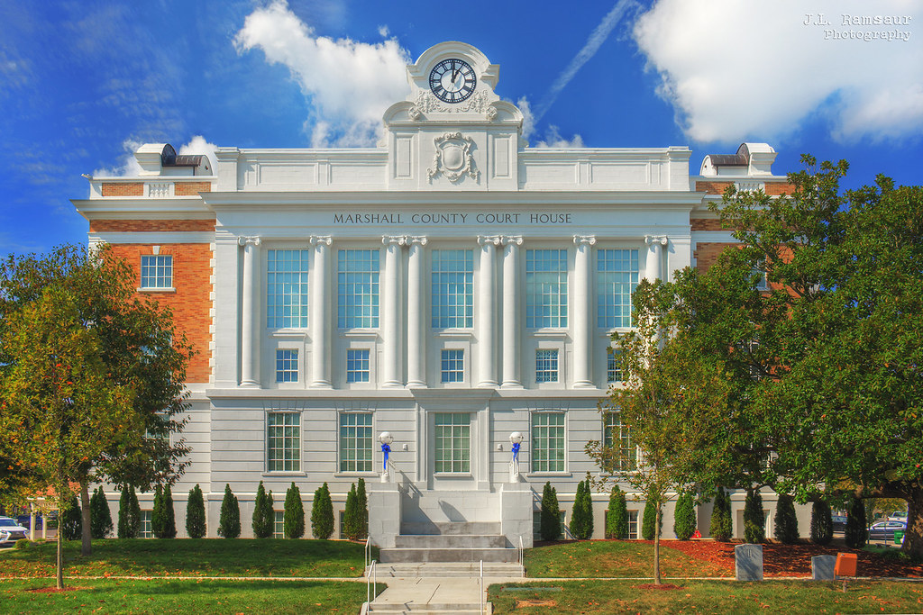 Marshall County Courthouse in downtown Lewisburg, TN, a historic community landmark